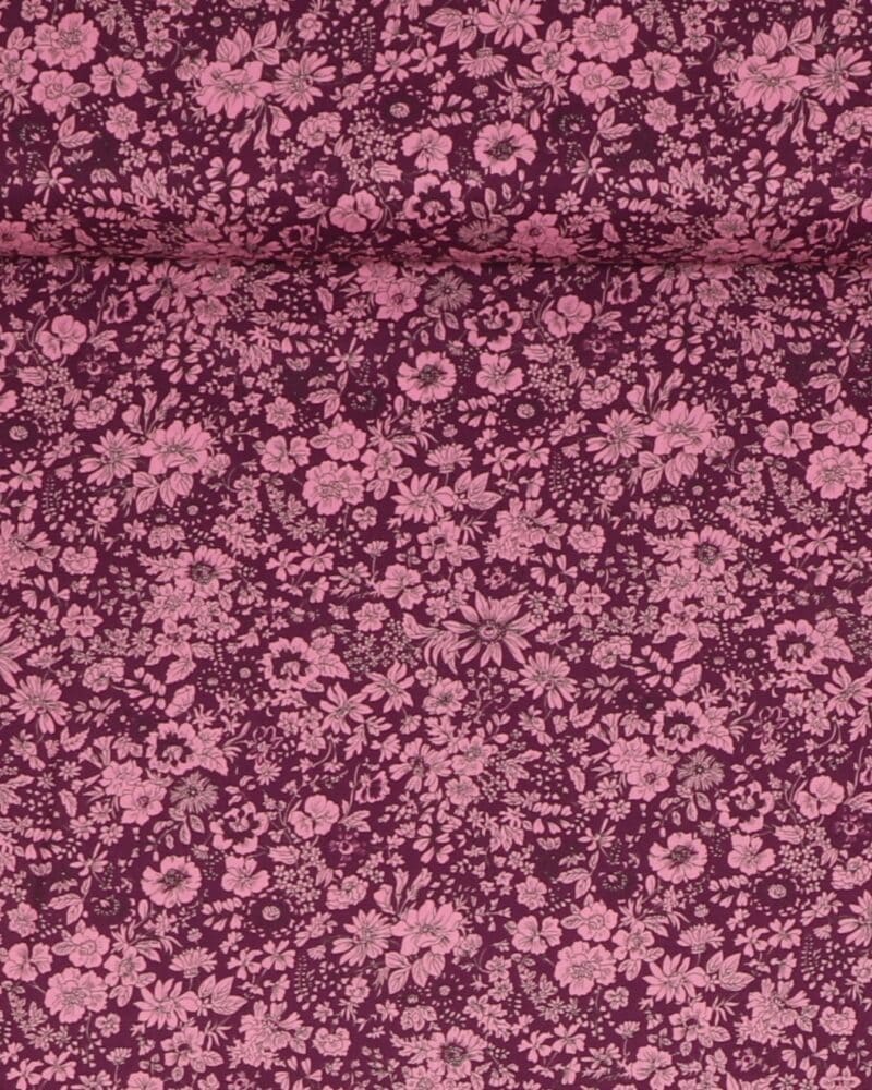 Emily Silhouette Flower, bordeaux/lys pink - Liberty - Liberty Fabrics