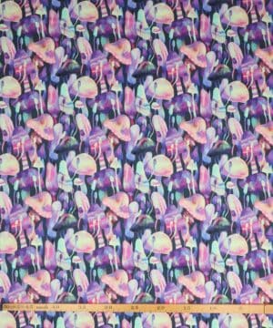 Luminous daydream, Svampe på mørkeblå - Patchwork - RJR Fabrics