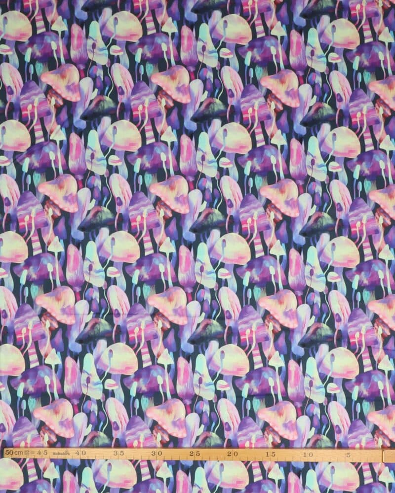 Luminous daydream, Svampe på mørkeblå - Patchwork - RJR Fabrics