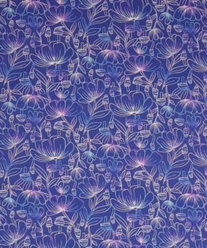 Luminous daydream, blomster og svampe på blålilla - Patchwork - RJR Fabrics