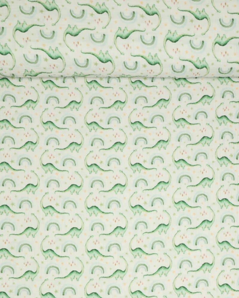 Langhalset dinoer - Double Gauze blestof/musselin stof - Swafing