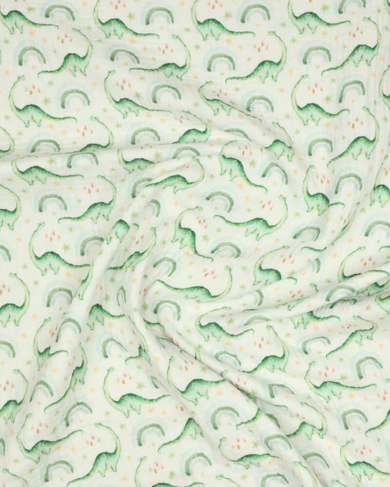 Langhalset dinoer - Double Gauze blestof/musselin stof - Swafing