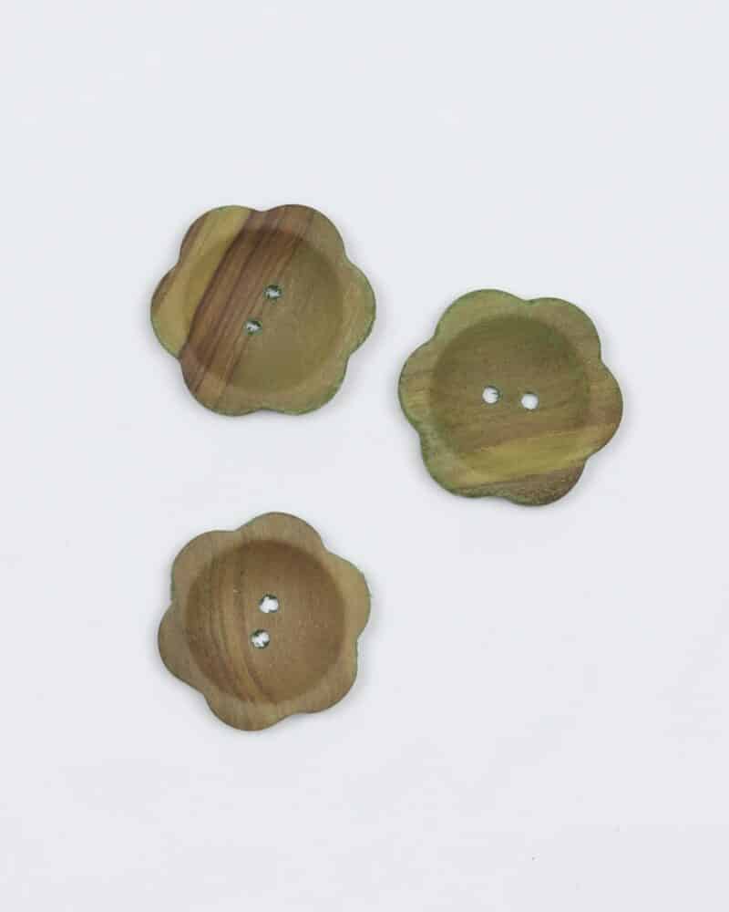 Blomst i mosgrønne nuancer, træknap - 30 mm -