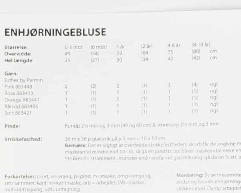 Enhjørningebluse, str. 0-10 år - Esther by Permin -