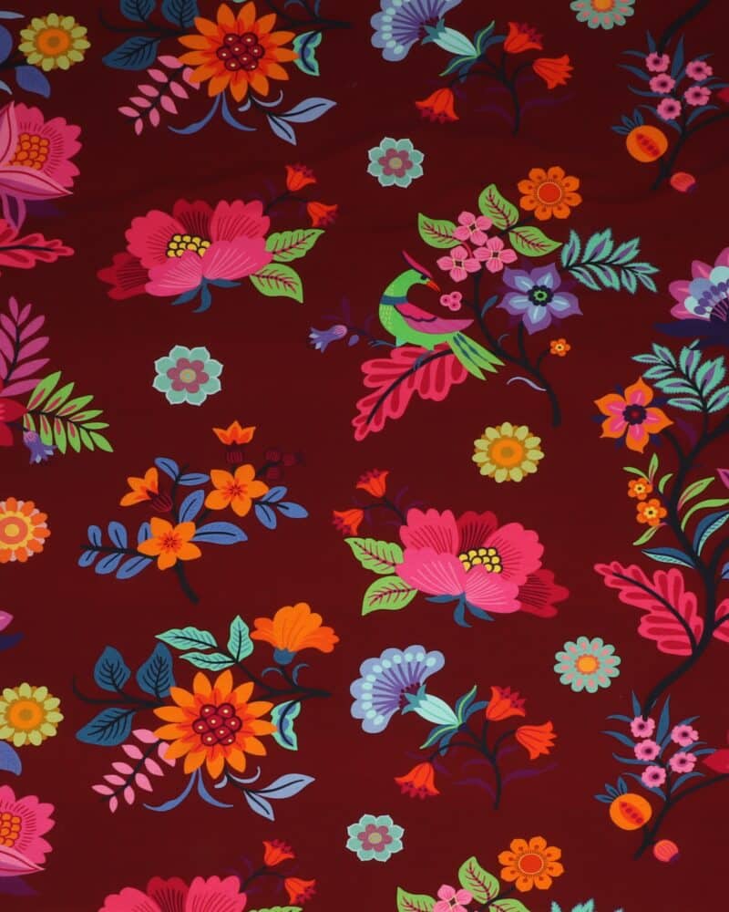 Blomster på bordeaux - Jersey - Info mangler