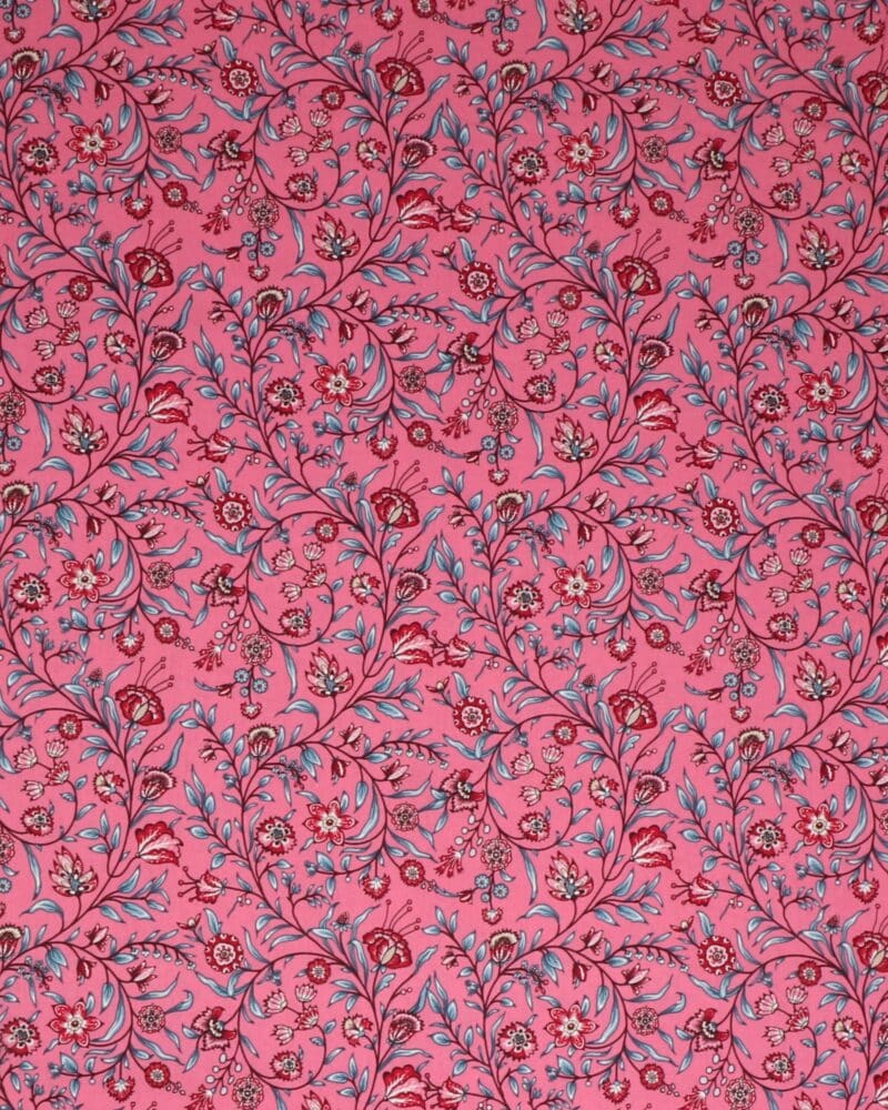 Atelier Glashouwer, rød/blå på pink - Patchwork - Eyelike Fabrics