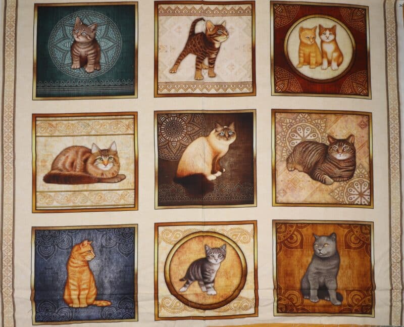 Felicity, 9 motiver med katte og killinger - Patchwork rapport - Quilting Treasures