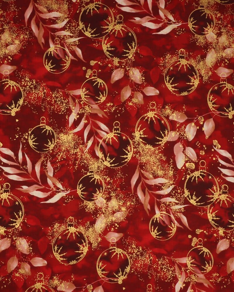 Petit Cristal, rød m. julekugler - Patchwork - Stoffabrics