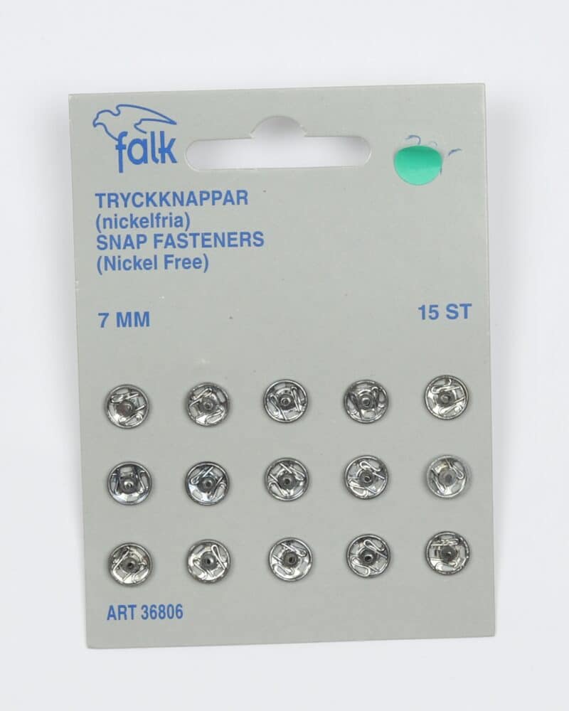 Sølv trykknapper, 15 stk 7 mm -