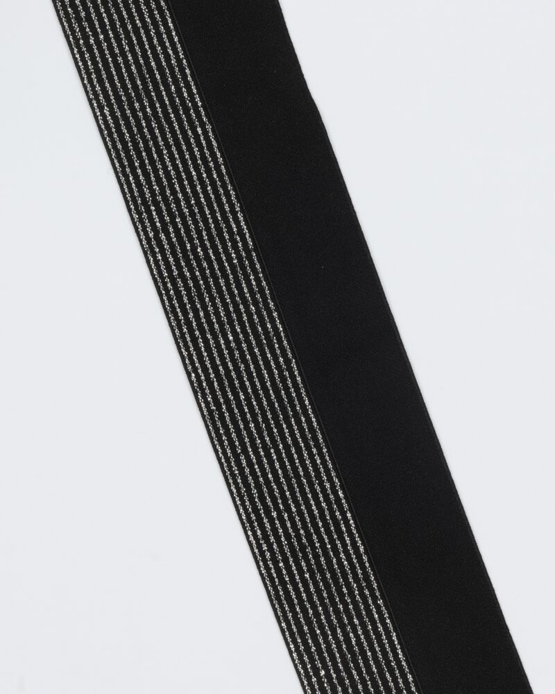 Sort m. sølv foldeelastik - 60 mm -