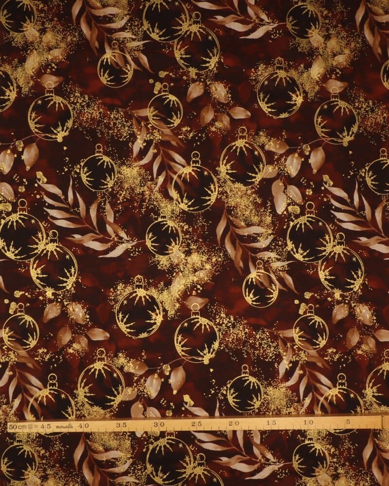 Petit Cristal, brun m. julekugler - Patchwork - Stoffabrics