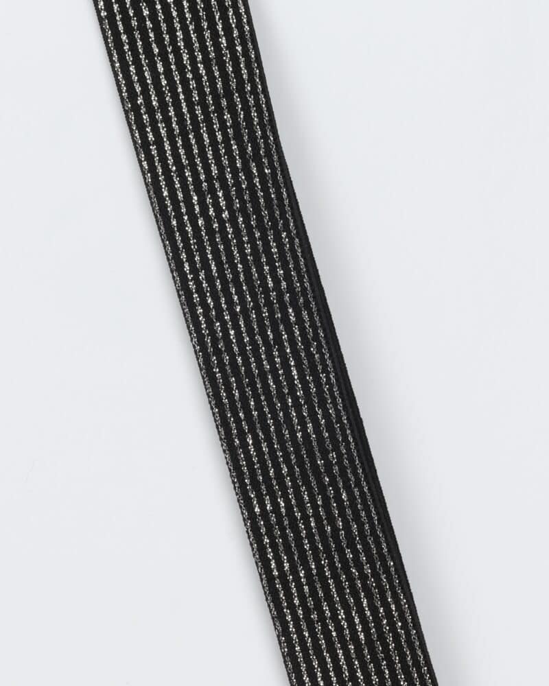 Sort m. sølv foldeelastik - 60 mm -