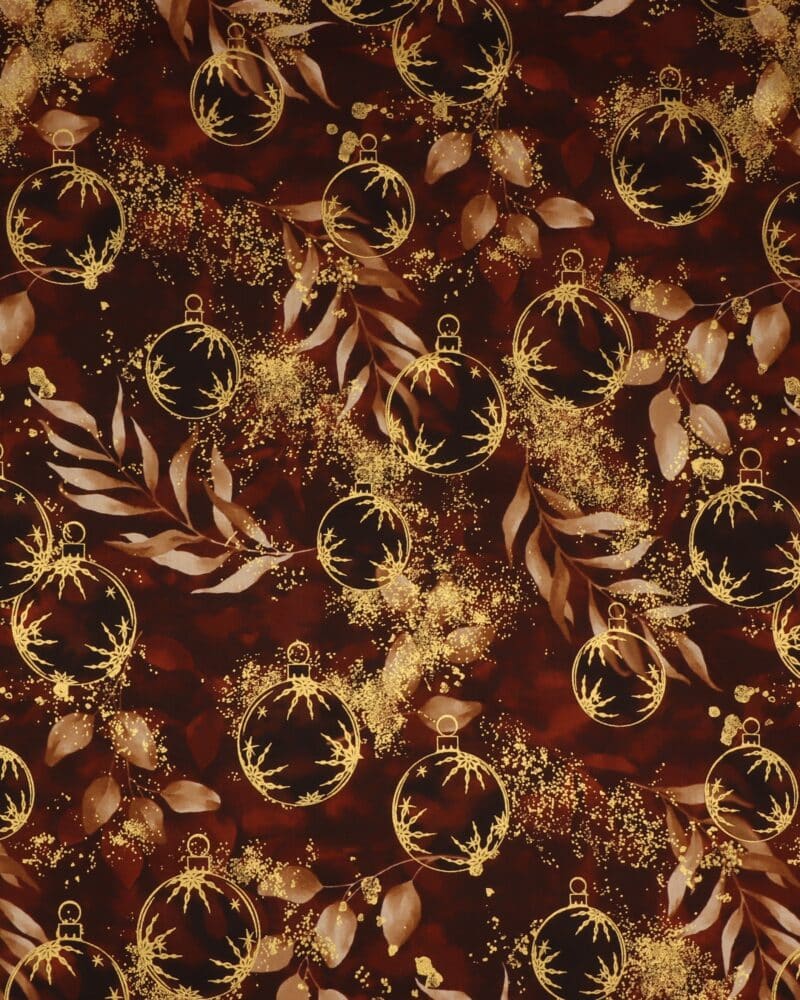 Petit Cristal, brun m. julekugler - Patchwork - Stoffabrics