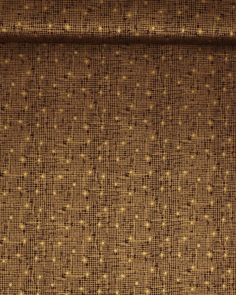 Petit Cristal, brun m. streger og stjerner - Patchwork - Stoffabrics