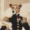 Hund i uniform med guldglimmer 45x45 cm - Gobelin - Info mangler