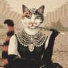 Kat i fin kjole og smykker med guldglimmer 45x45 cm - Gobelin -