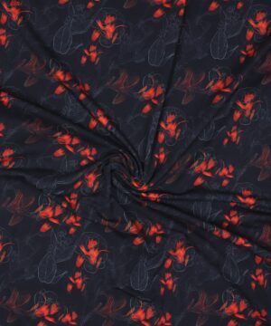 Orangerøde blomster på mørkeblå bund - Jersey - Stenzo