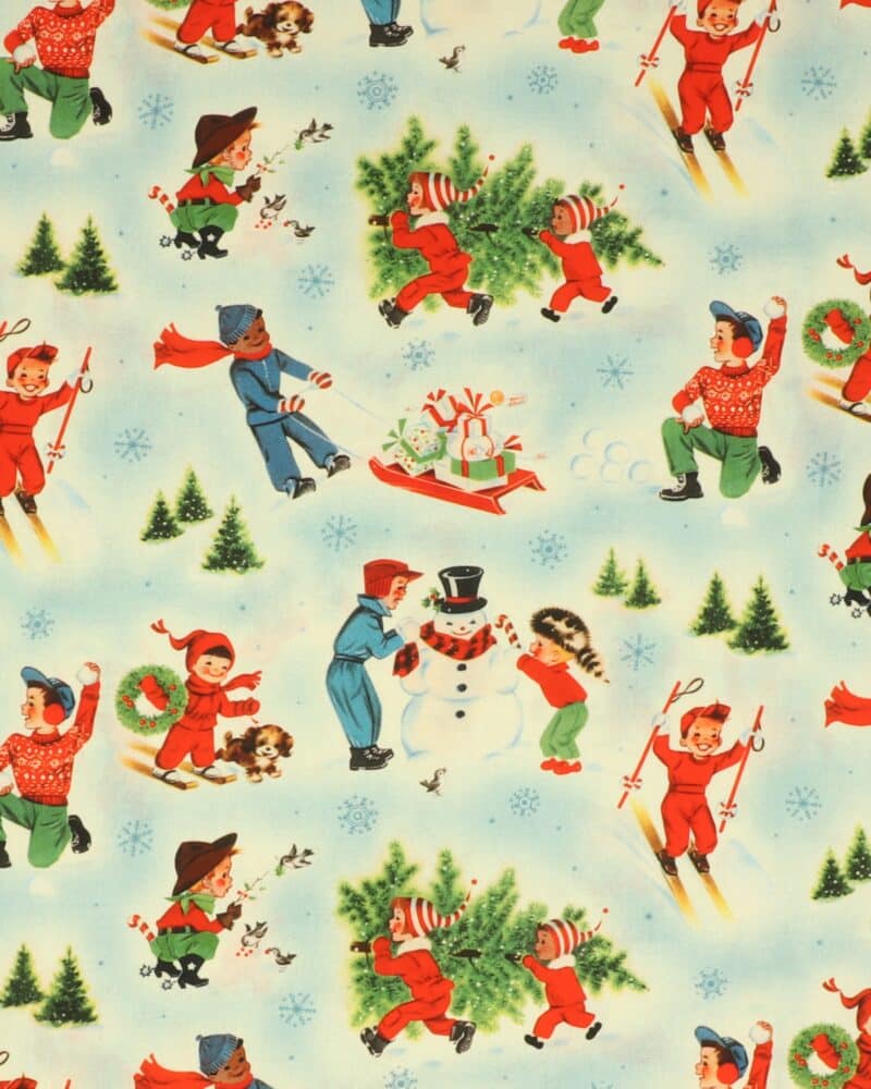 Børn leger i sneen - Patchwork - Michael Miller Fabrics