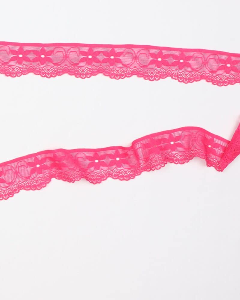 Elastisk blonde, pink - 35 mm -