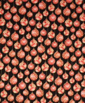 Røde julekugler på sort - Patchwork - Benartex