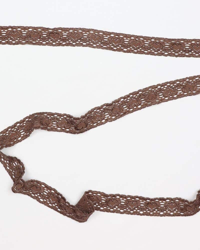 Elastisk blonde, nougatbrun m. hjerte - 20 mm -