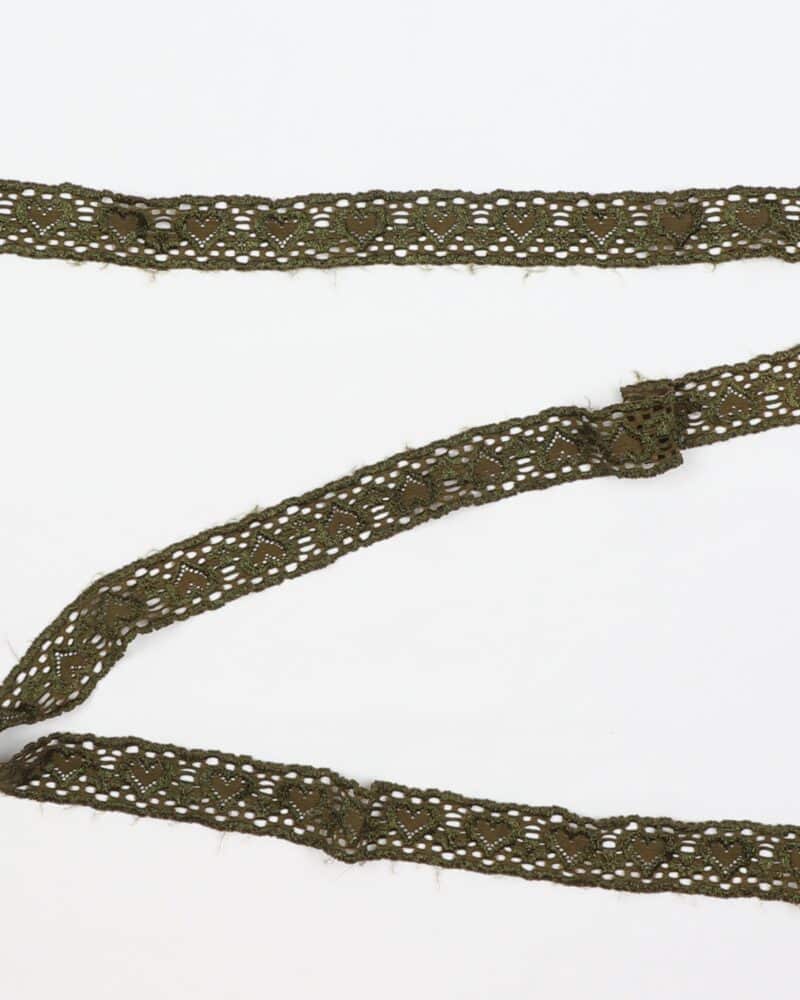Elastisk blonde, grøn m. hjerte - 20 mm -