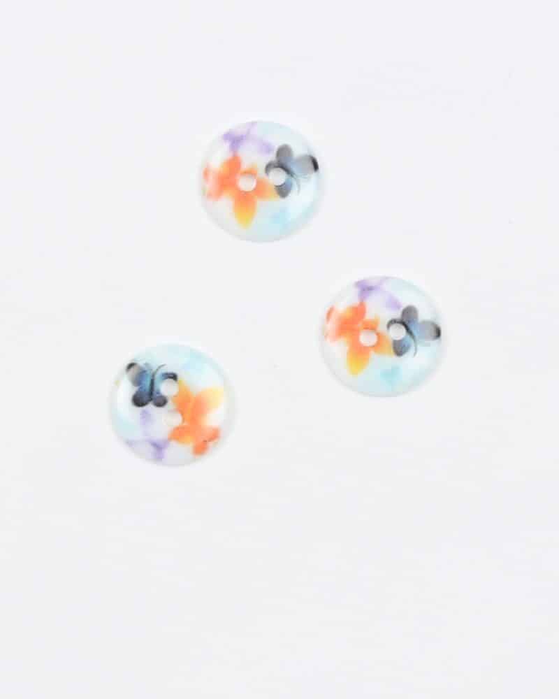 Hvid m. sommerfugle - 13 mm -