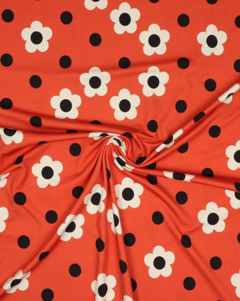 Retroblomster - Jersey - Stoffabrics