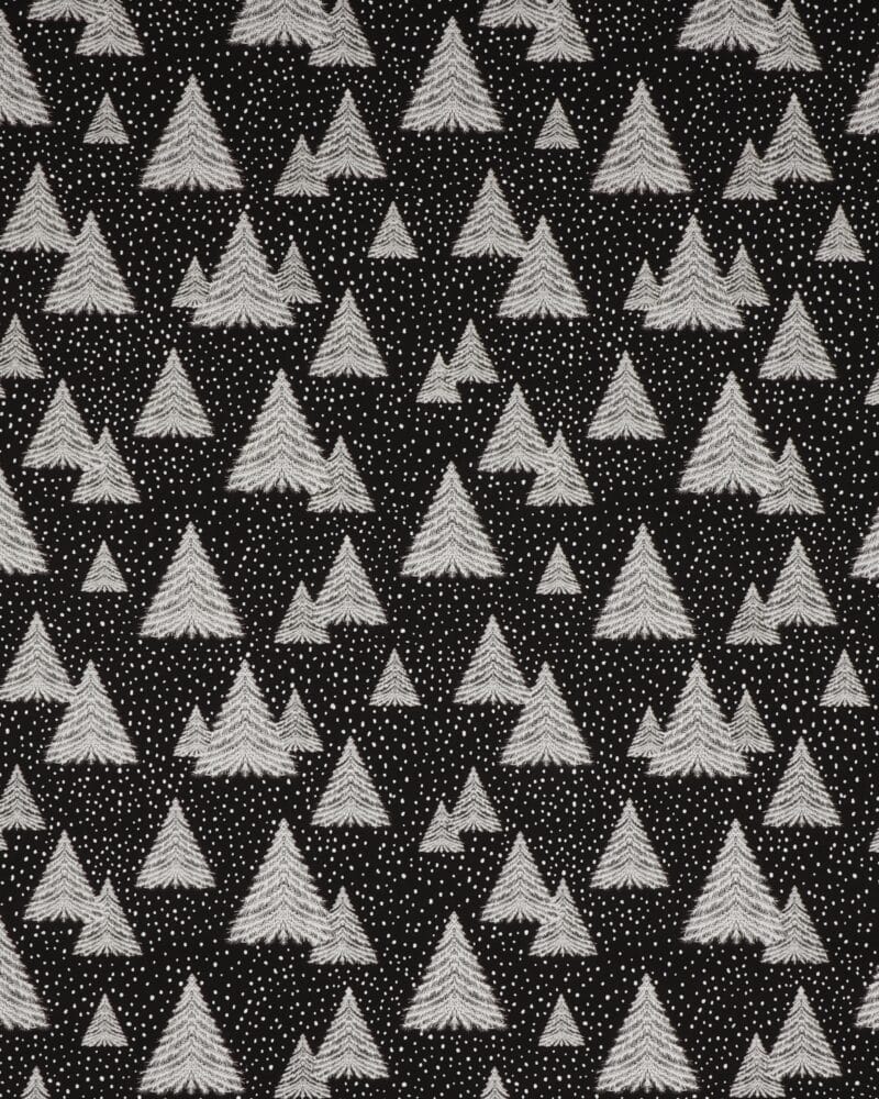 Hvide juletræer på sort - Patchwork - Wilmington prints