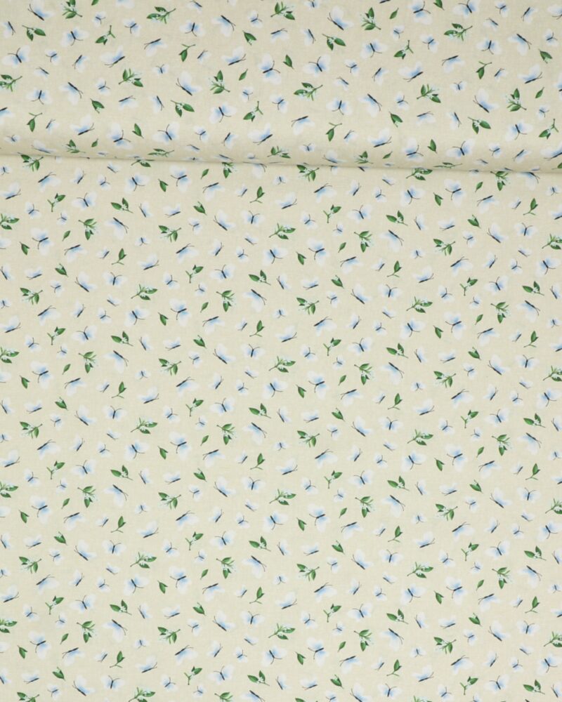Lemon fresh, sommerfugle på kitfarvet bund - Patchwork - Michael Miller Fabrics