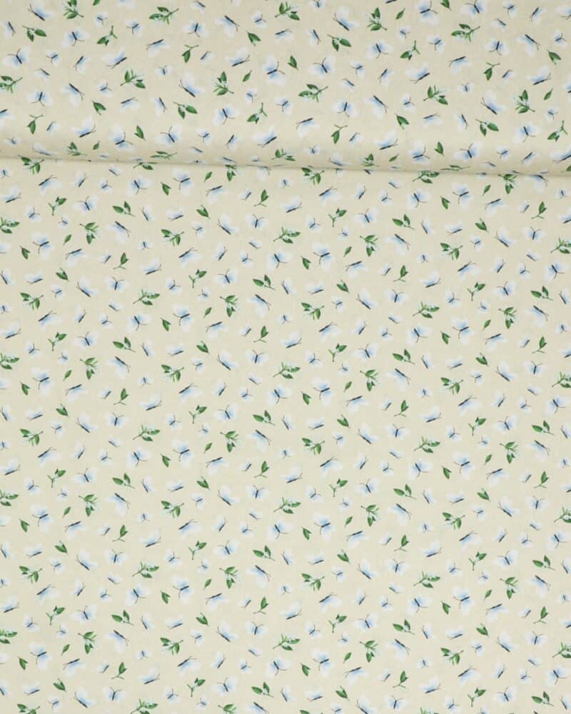 Lemon fresh, sommerfugle på kitfarvet bund - Patchwork - Michael Miller Fabrics