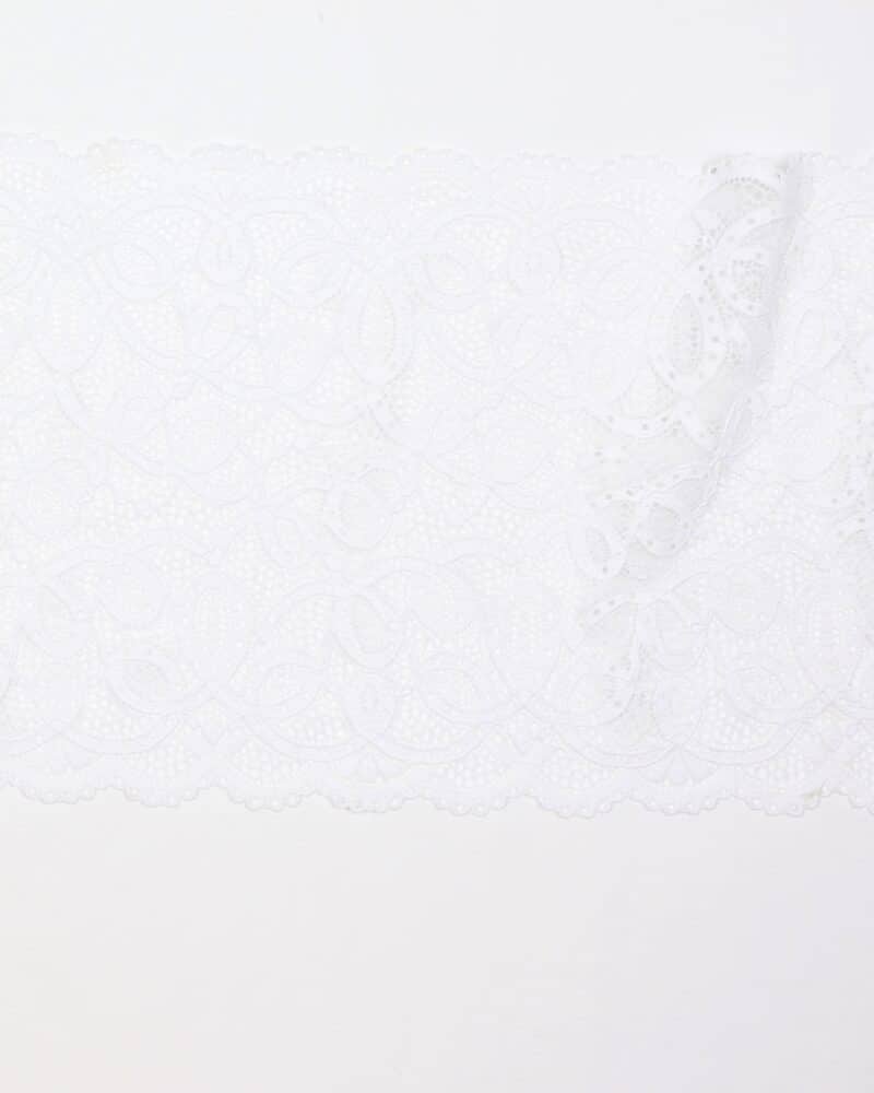 Elastisk blonde, hvid - 220 mm -