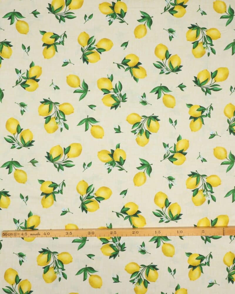 Lemon fresh, citroner på kitfarvet bund - Patchwork - Michael Miller Fabrics