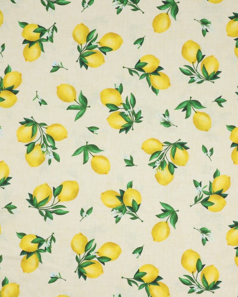 Lemon fresh, citroner på kitfarvet bund - Patchwork - Michael Miller Fabrics