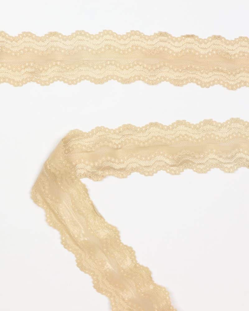Elastisk blonde m. silikone, lys beige - 60 mm -