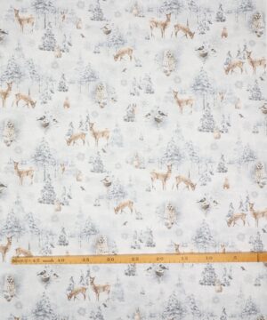 Woodland frost, dyr i vinterlandskab/gråblå - Patchwork - Wilmington prints