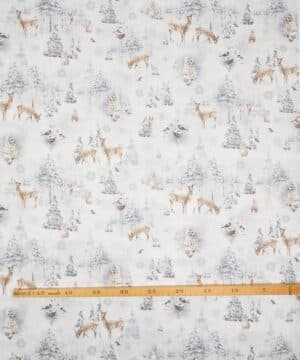 Woodland frost, dyr i vinterlandskab/gråblå - Patchwork - Wilmington prints