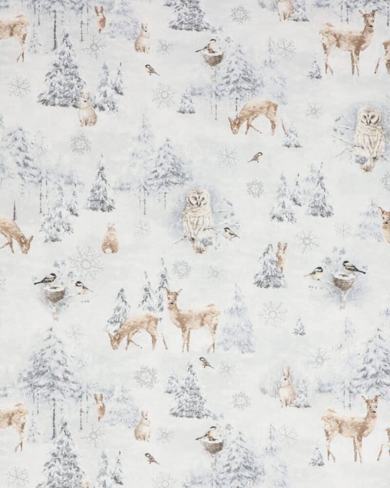 Woodland frost, dyr i vinterlandskab/gråblå - Patchwork - Wilmington prints
