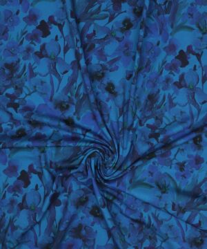 Blomster i blå/blålilla - Jersey - Stoffabrics