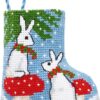 Kaniner, julestrømpe - 7x8 cm -