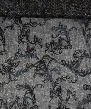Sort m. mønster og sølv - Polyester - Info mangler