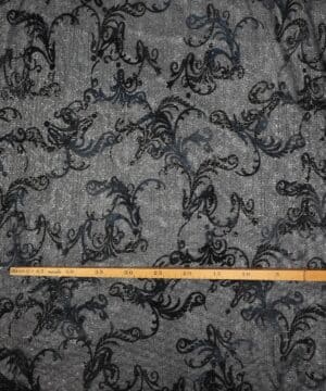 Sort m. mønster og sølv - Polyester - Info mangler