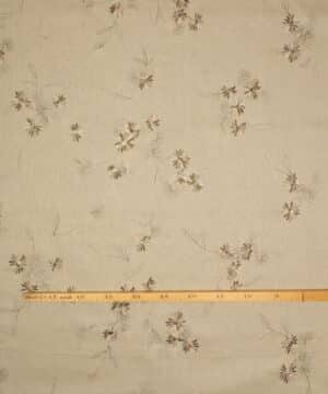 Natur m. brune broderet blomster - Hør/viskose - Info mangler