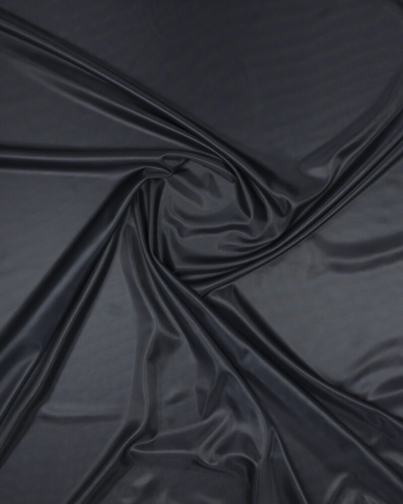 Polyester foer m. stræk - Mørkeblå m. blank overflade - Info mangler