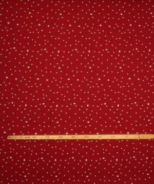 Rød m. hvide stjerner - Hør - Stoffabrics