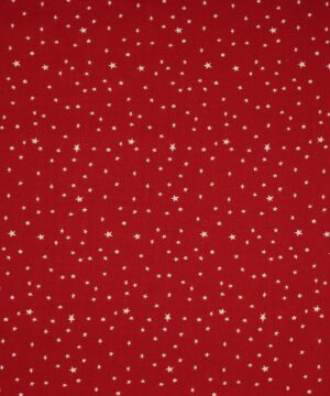 Rød m. hvide stjerner - Hør - Stoffabrics