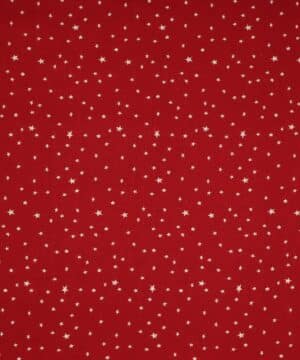 Rød m. hvide stjerner - Hør - Stoffabrics
