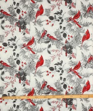 Rød kardinalfugl - Patchwork - Stoffabrics
