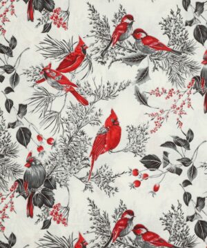 Rød kardinalfugl - Patchwork - Stoffabrics