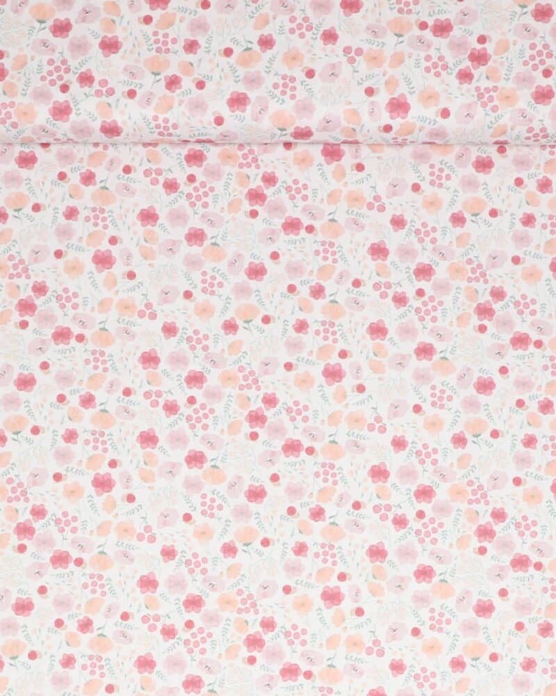 Små blomster i sarte farver på hvid bund - Patchwork - Dear Stella Design